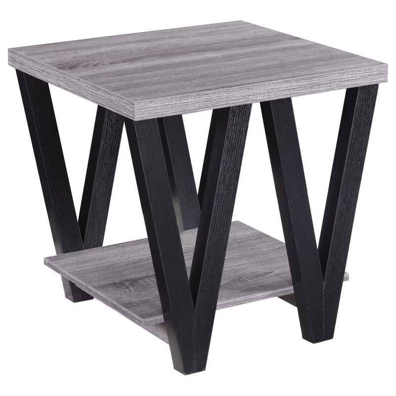 Stevens - Engineered Wood End Table Antique - Gray And Black - Atlantic Fine Furniture Inc