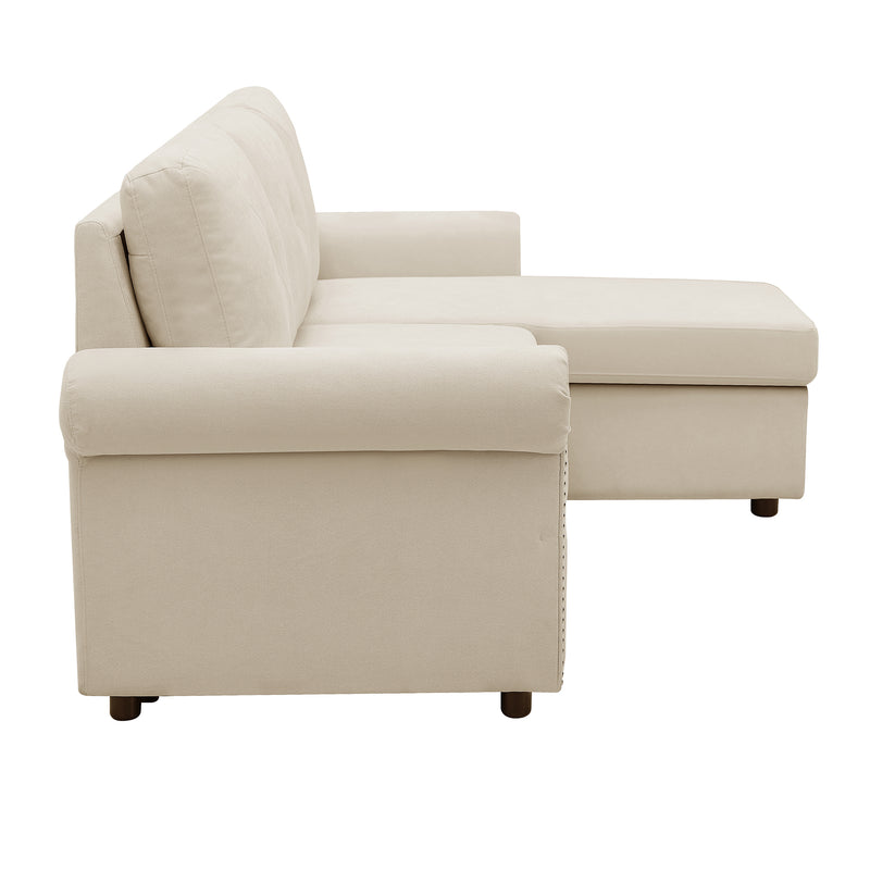 Orisfur. 83" Sleeper Sofa Bed Convertible Sectional Couch, 3-Seater L-Shape Corner Couch with Storage Chaise for Living Room Apartment - Atlantic Fine Furniture Inc