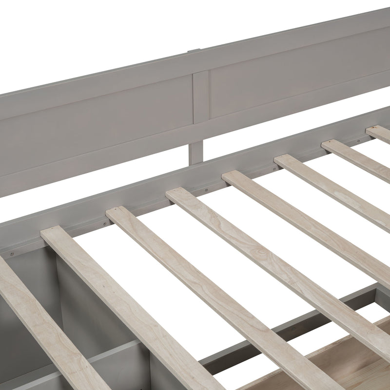 Twin Size Daybed With Drawers And Shelves, Gray