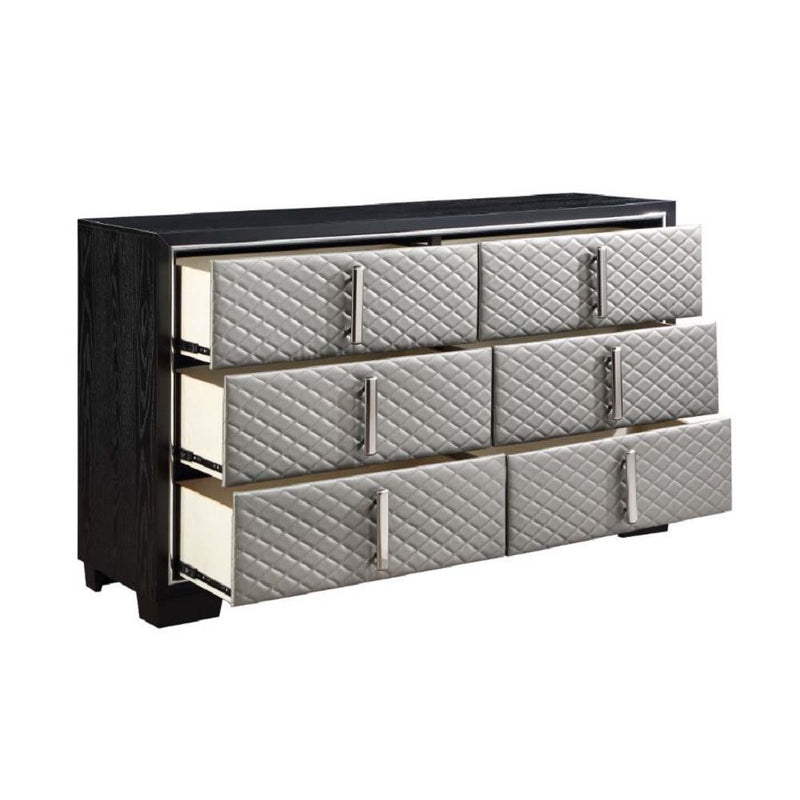 Nicola - Dresser - Silver PU & Black Finish