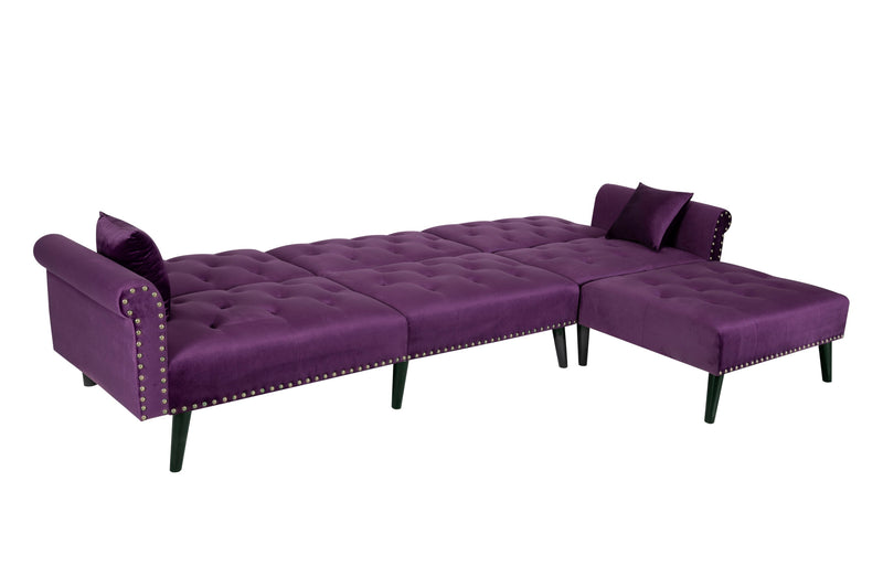 Convertible Sofa bed sleeper Purple velvet（W223S00001、W223S00455、W223S00711）