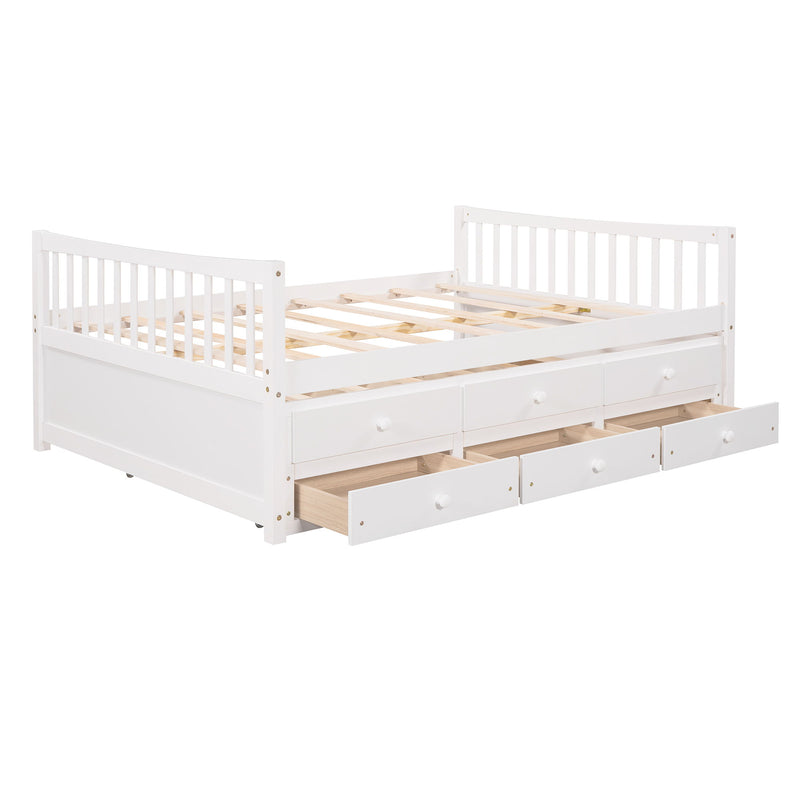 Full Size Daybed With Twin Size Trundle And Drawers, Full Size, White