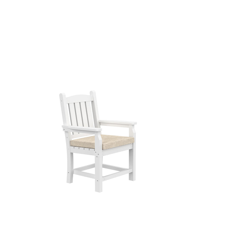 HDPE Dining Chair, White, With Cushion, Set of 2