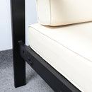 Outdoor Patio Furniture Double Armchair with Cushions in stripe for Restaurant Outdoor courtyard Garden Open-air balcony Poolside,Black aluminum fram,Modern Design - Atlantic Fine Furniture Inc