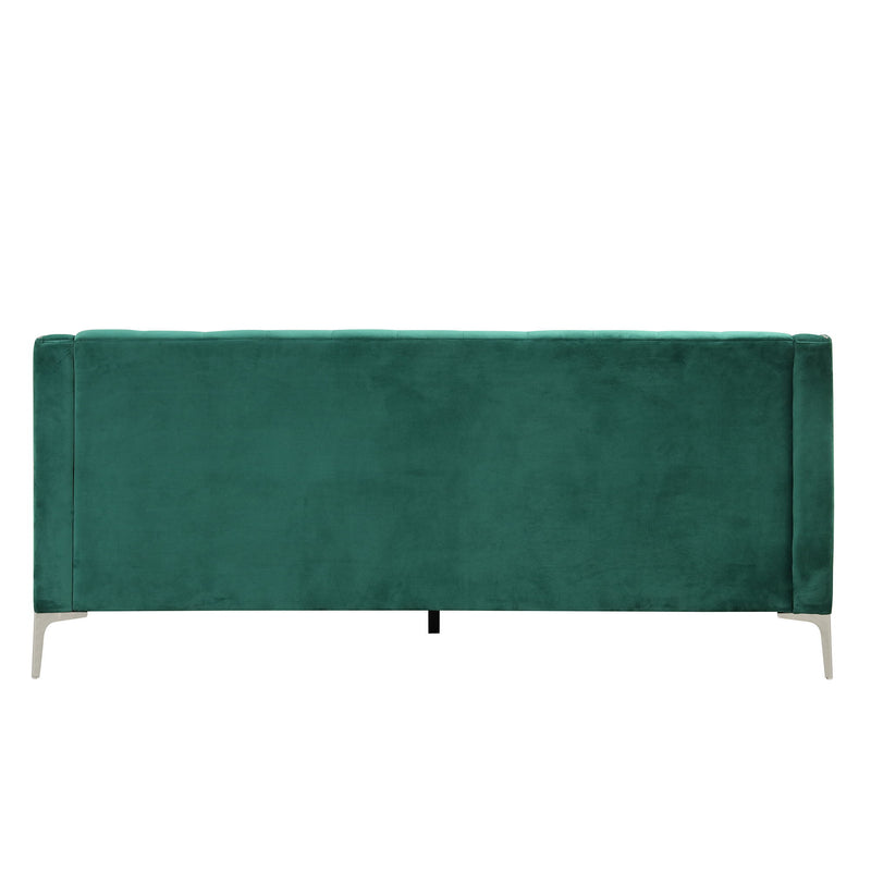78" Modern Sofa Dutch Plush Upholstered Sofa With Metal Legs, Button Tufted Back Green
