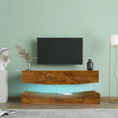 MDF UP And Down WALL-MOUNTED TV Cabinet With Three Drawers & LED Lights,Walnut - Atlantic Fine Furniture Inc