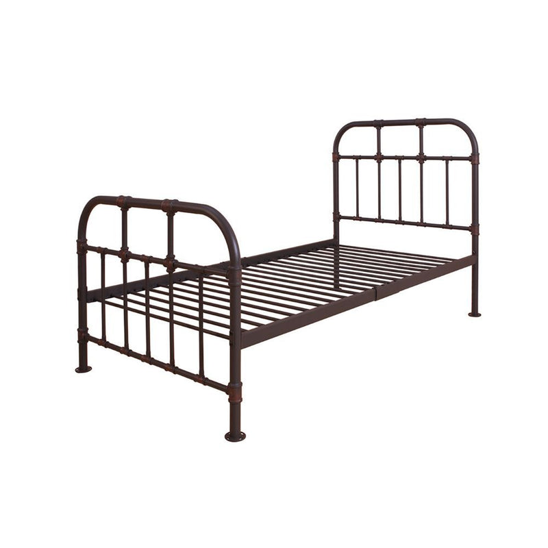 With Industrial and vintage style the Nicipolis bed collection features sandy gray metal open frame, complemented by pipe castings with dark bronze hand brush accent. This collection will be a good choice for whom is seeking for a simple style bedroom