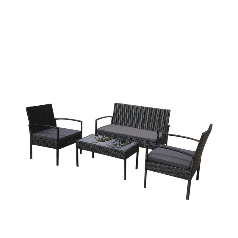 Roxana Wicker/Rattan 4 - Person Seating Group with Cushions Garden Outdoor Furniture Set - Atlantic Fine Furniture Inc