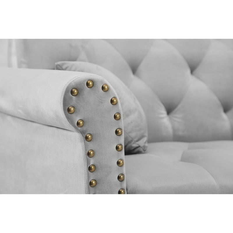 Convertible Sofa bed sleeper light grey velvet - Atlantic Fine Furniture Inc