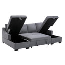 U_STYLE Upholstery Sleeper Sectional Sofa with Double Storage Spaces, 2 Tossing Cushions, Grey - Atlantic Fine Furniture Inc