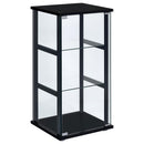Cyclamen - 3-Shelf Clear Glass Curio Display Cabinet - Black - Atlantic Fine Furniture Inc