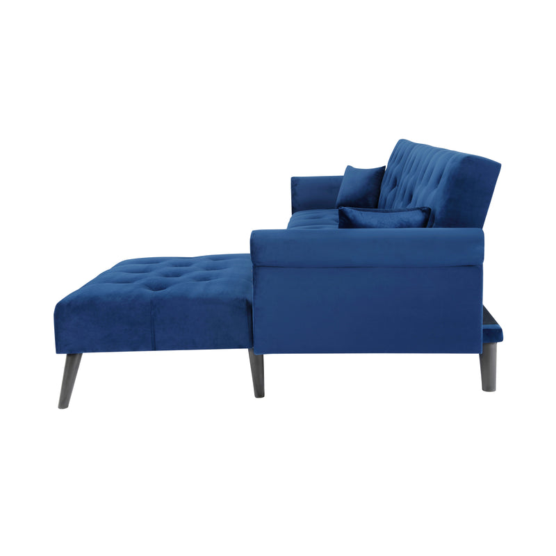 Convertible Sofa bed sleeper BLUE velvet (same as W223S00871、W223S01591。Size difference, See Details in page.) - Atlantic Fine Furniture Inc