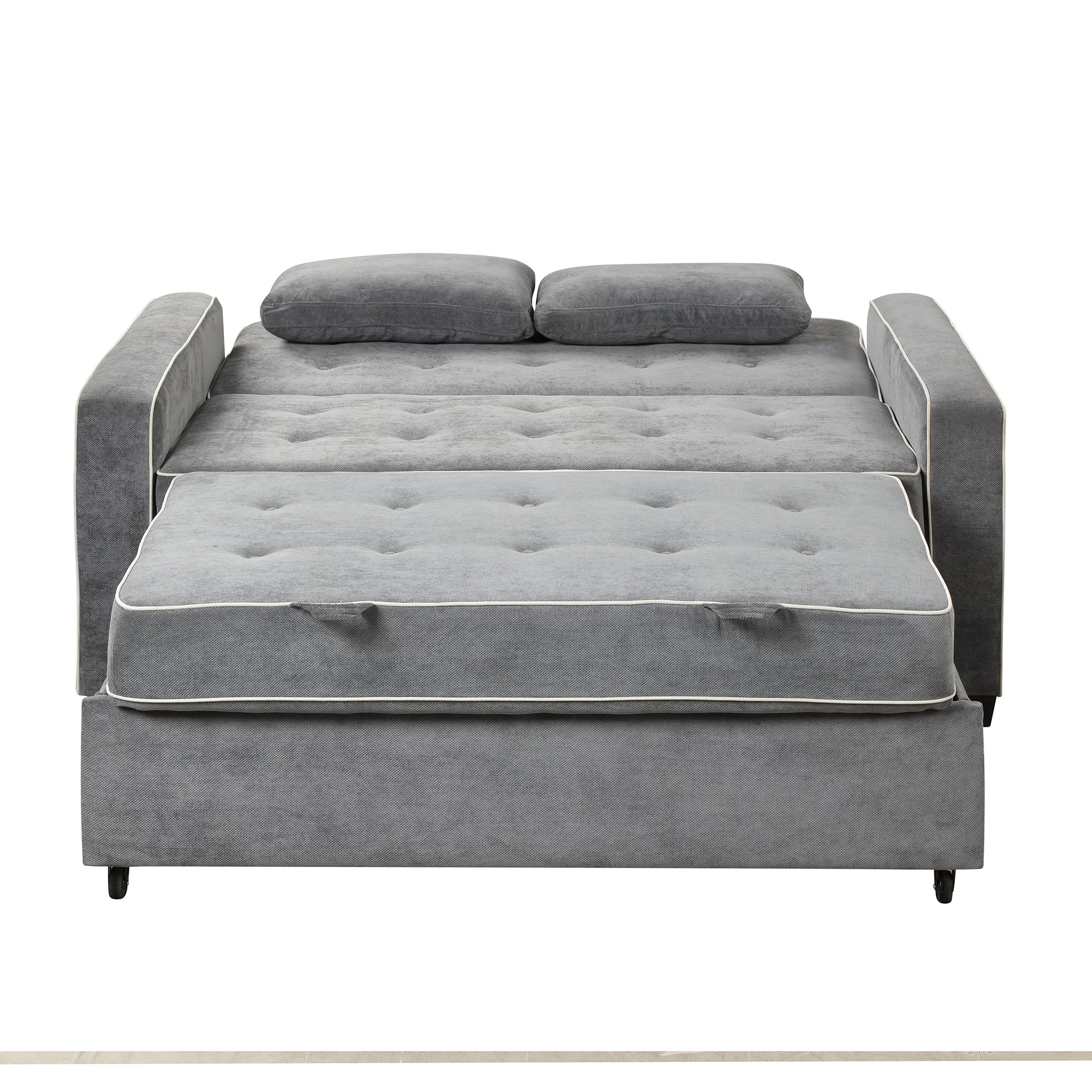 Orisfur. Linen Upholstered Sleeper Bed , Pull Out Sofa Bed Couch attached two throw pillows,Dual USB Charging Port and Adjustable Backrest for Living Room Space - Atlantic Fine Furniture Inc