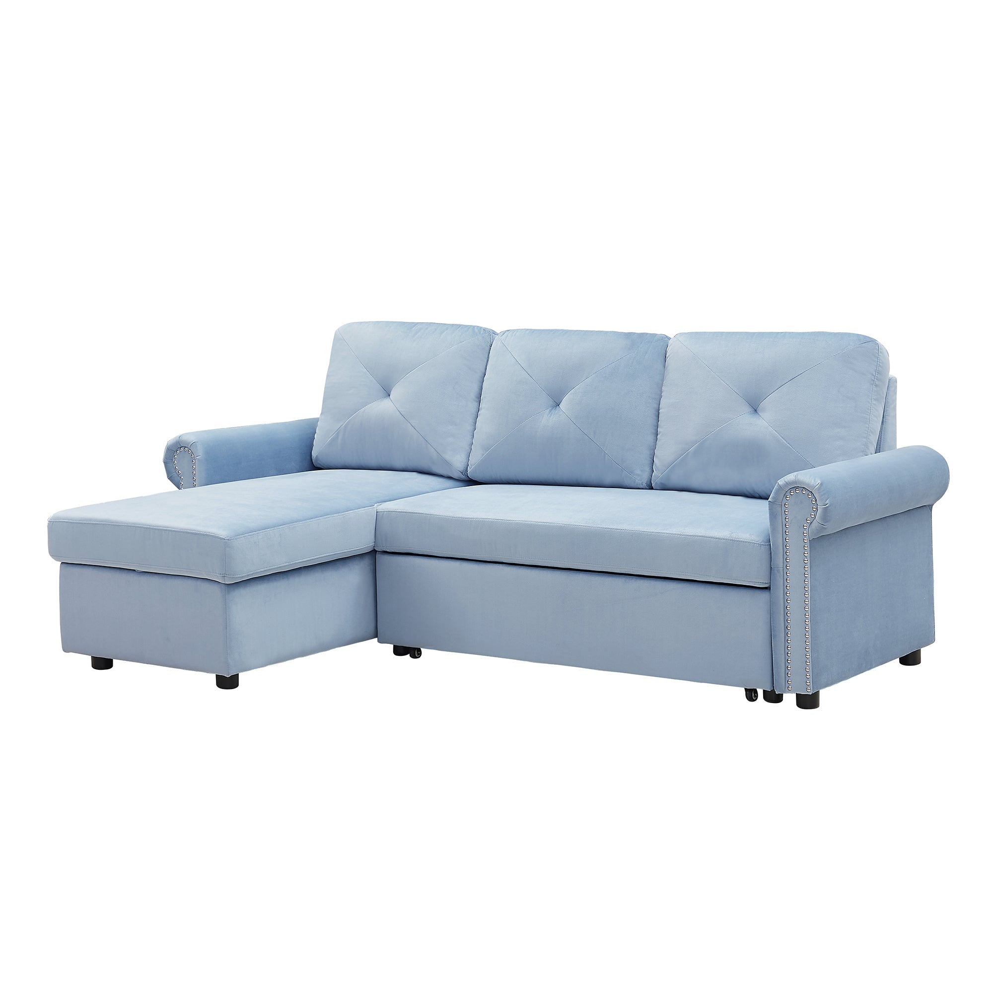 Orisfur. 83" Sleeper Sofa Bed Convertible Sectional Couch, 3-Seater L-Shape Corner Couch with Storage Chaise for Living Room Apartment - Atlantic Fine Furniture Inc