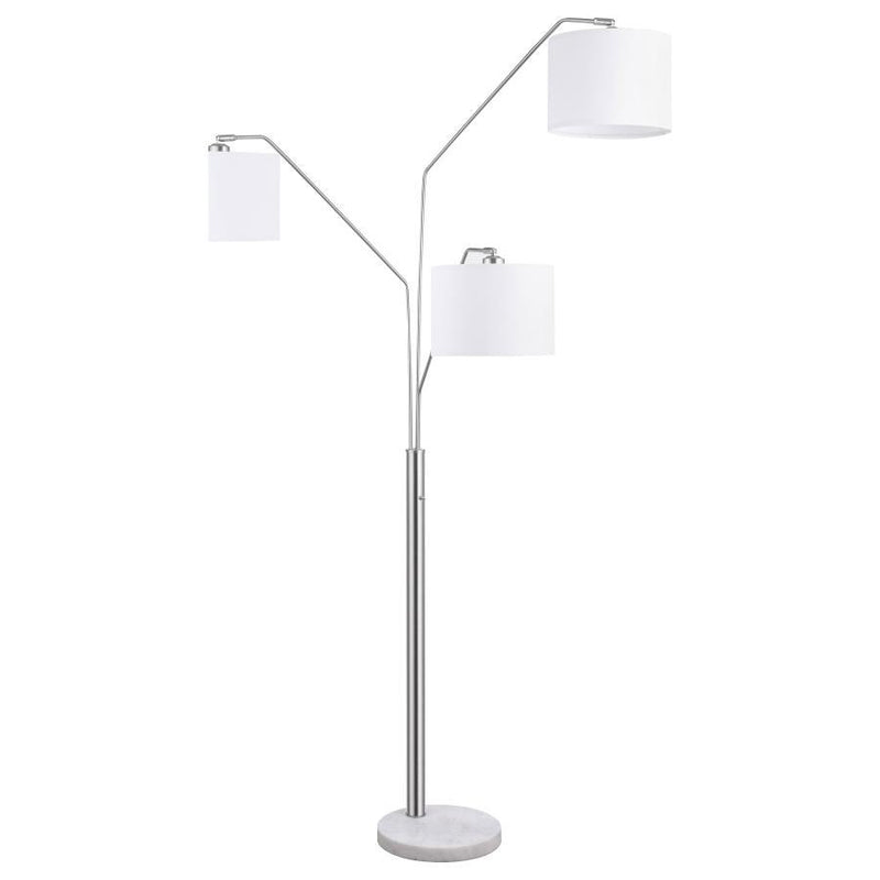 Jirou - Drum Shade Tree Floor Lamp - Satin Nickel - Atlantic Fine Furniture Inc