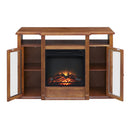 Modern Electric Fireplace TV Stand, Fit up to 55" Flat Screen TV with Two Tempered Glass Storage Cabinet and Adjustable Shelves Wood Veneer TV Console for Living Room, Cherry - Atlantic Fine Furniture Inc