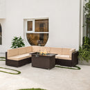 Outdoor 44" Propane Fire pit  Table  Rectangle  50,000 BTU with  8mm Tempered Glass Tabletop & Blue Stone& Steel table lid &Table waterproof dusty Cover ,ETL Certification (Brown) - Atlantic Fine Furniture Inc