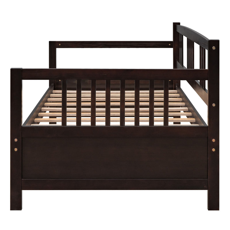 Modern Solid Wood Daybed, Multifunctional, Twin Size, Espresso