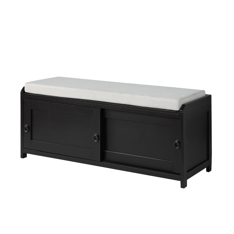 Homes Collection Wood Storage Bench With Cabinets
