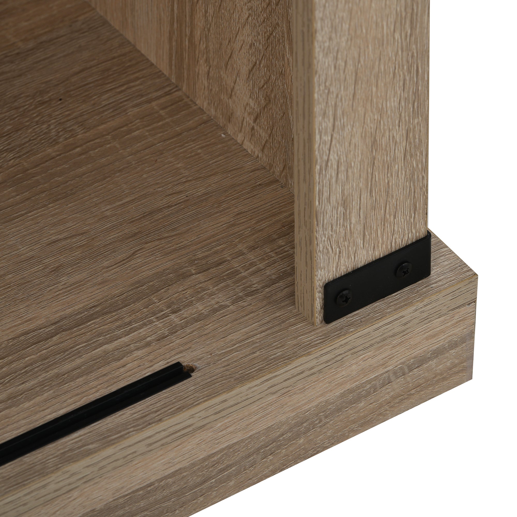 U-Can TV Stand with 2 Adjustable Panels Open Style Cabinet, Sideboard for Living room, Walnut - Atlantic Fine Furniture Inc