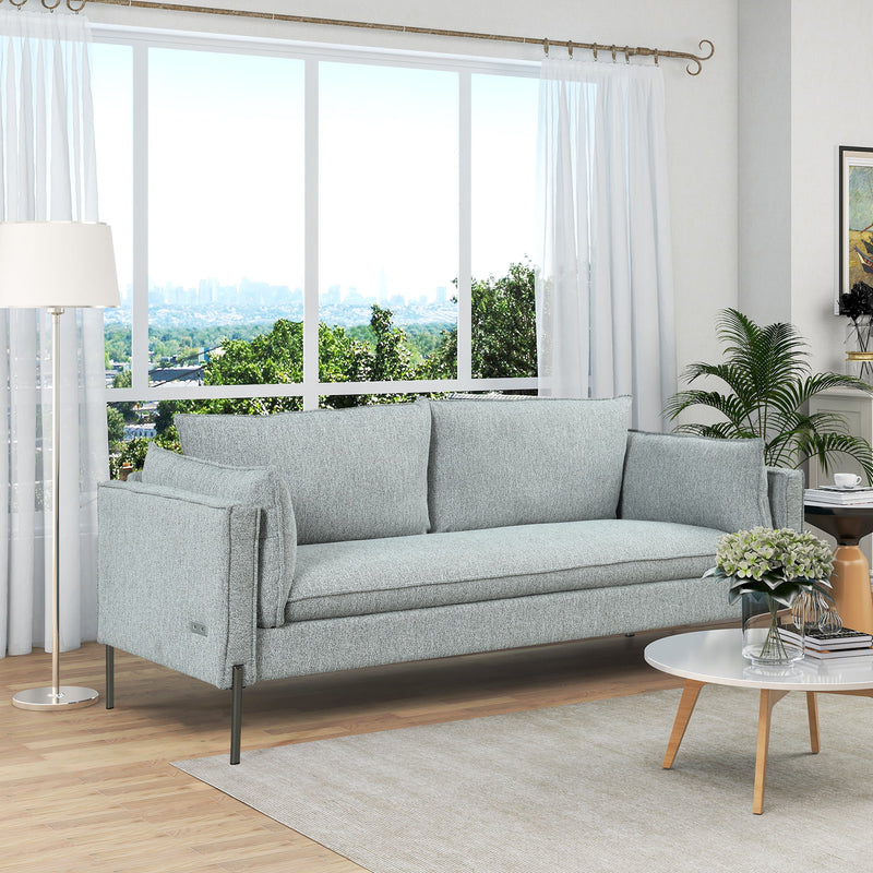 76.2" Modern Style 3 Seat Sofa Linen Fabric Upholstered Couch Furniture 3 - Seats Couch For Different Spaces, Living Room, Apartment - Gray