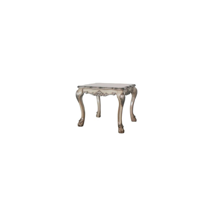 The Dresden traditional end table, reflects highly decorative details, oversized claw feet, decorative carving inlay veneers on apron, all carefully made with selected materials. This table will be the showpiece of any room environment.