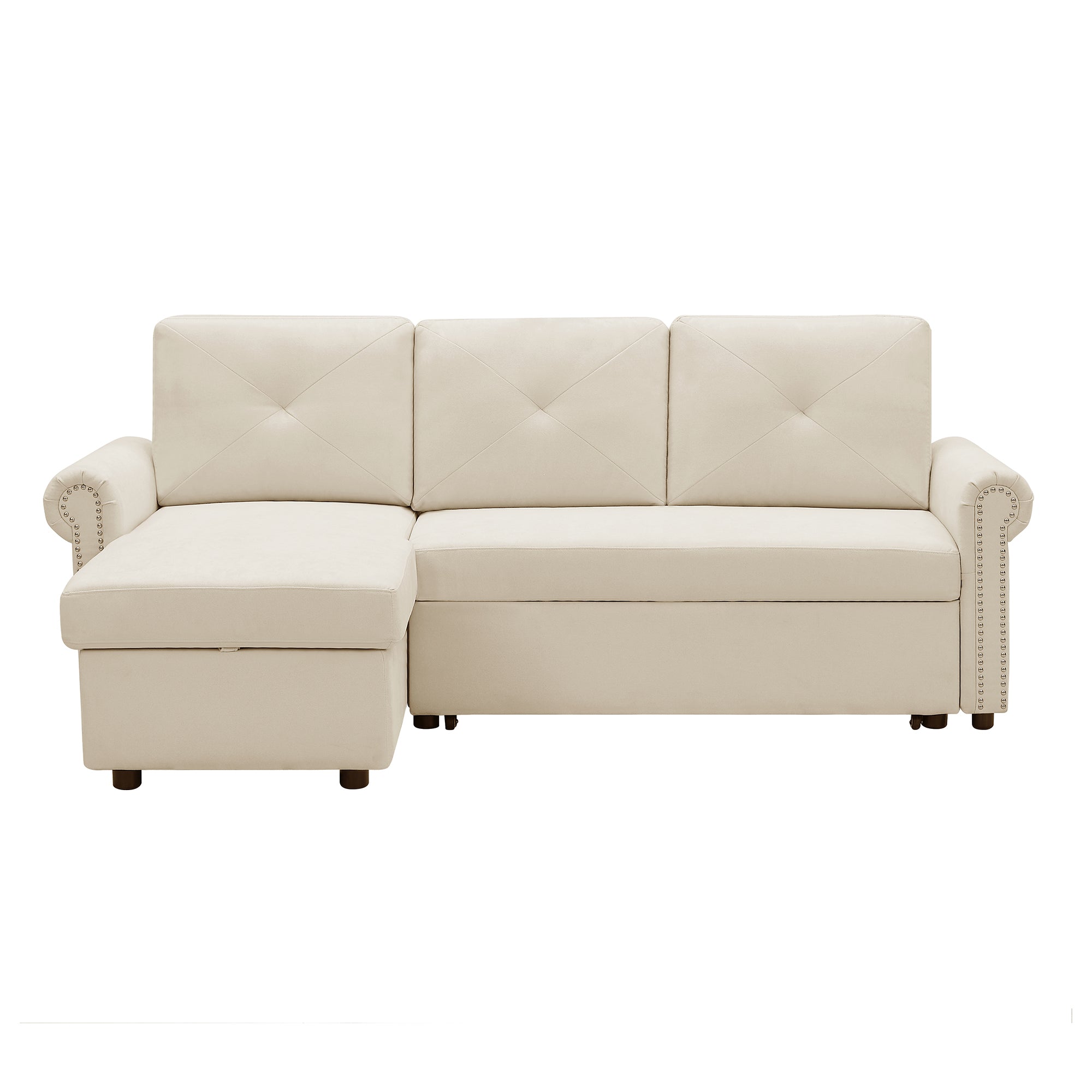Orisfur. 83" Sleeper Sofa Bed Convertible Sectional Couch, 3-Seater L-Shape Corner Couch with Storage Chaise for Living Room Apartment - Atlantic Fine Furniture Inc