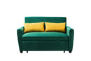 [VIDEO provided]55" Modern Velvet Sofa with Pull-Out Sleeper Bed with 2 Pillows Adjustable Backrest for Small Spaces Green - Atlantic Fine Furniture Inc