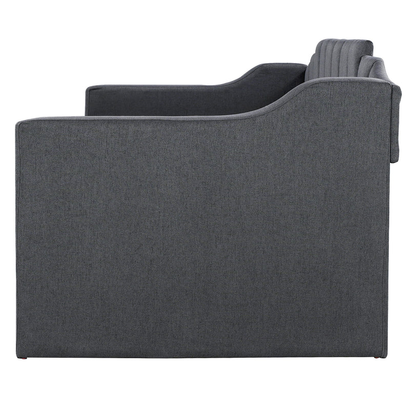 Upholstered Twin Daybed With Trundle, Black