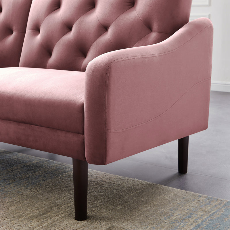 FUTON SOFA SLEEPER PINK VELVET WITH 2 PILLOWS ***Not available for sale on Walmart***