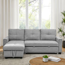 [Video] MH 82" Sleeper Sofa Bed Reversible Sectional Couch with Storage Chaise and Side storage bag for Living Room Furniture Set, silver rivets on both hands - Atlantic Fine Furniture Inc