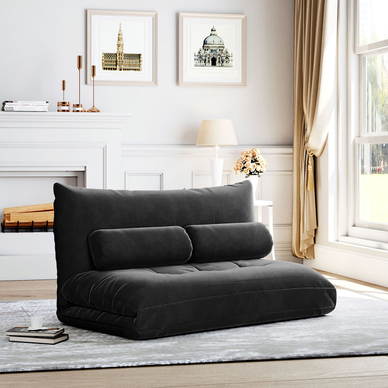 Orisfur. Lazy Sofa, Adjustable Folding Futon Sofa Video Gaming Sofa With Two Pillows