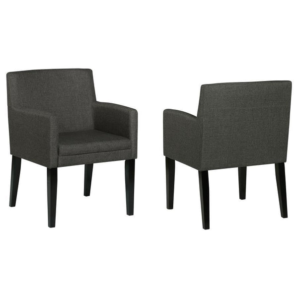Catherine - Upholstered Dining Arm Chair (Set of 2) - Charcoal Gray And Black