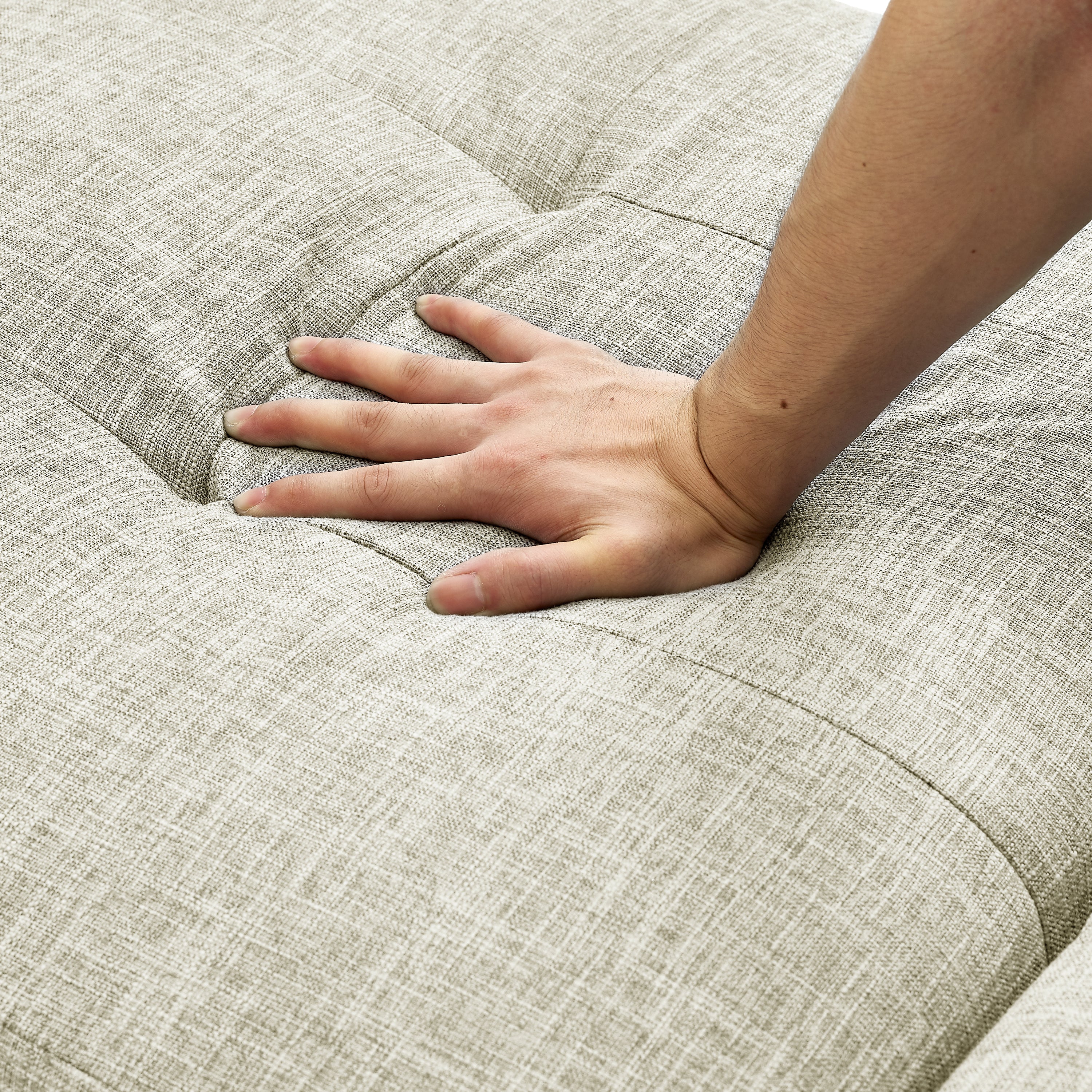 Folding Ottoman Sleeper Sofa Bed, 4 in 1 Function, Work as Ottoman, Chair ,Sofa Bed and Chaise Lounge for Small Space Living, Begie (44” x 26” x 33”H) - Atlantic Fine Furniture Inc