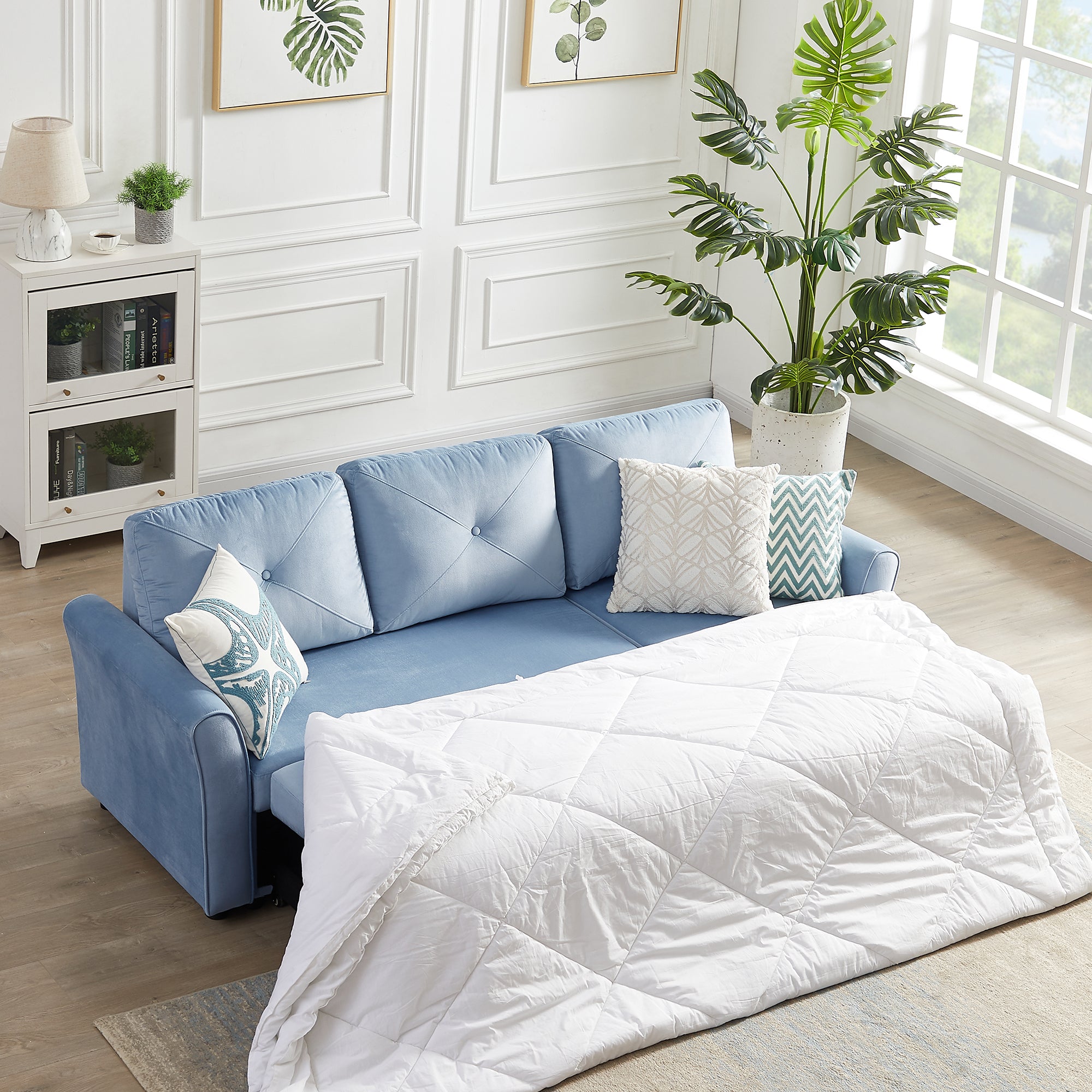 Orisfur. 83" Pull Out Sleeper Sofa Reversible L-Shape 3 Seat Sectional Couch with Storage for Living Room Furniture Set - Atlantic Fine Furniture Inc