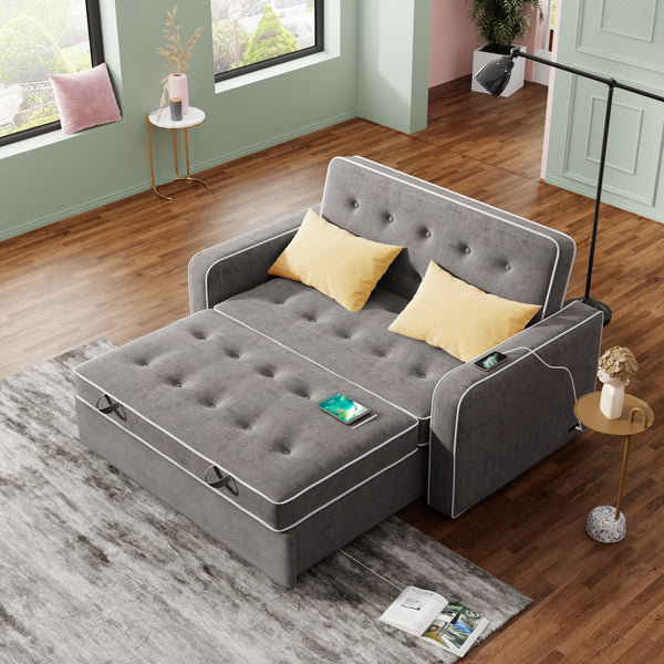 Orisfur. 66" Convertible Sleeper Bed, Adjustable Loveseat Couch with Dual USB Ports for Living Room Space - Atlantic Fine Furniture Inc