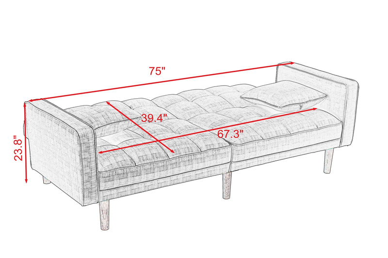 FUTON SLEEPER SOFA WITH 2 PILLOWS NAVY BLUE FABRIC (same as W223S00990,W223S00581)