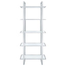 Hartford - 5-Shelf Glass Bookshelf - Chrome - Atlantic Fine Furniture Inc