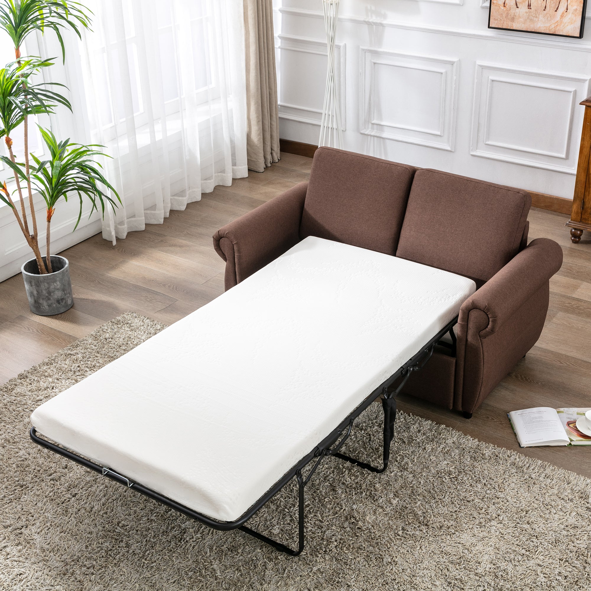 Orisfur Pull Out Sofa Bed  Loveseat Sleeper with Twin Size Memory Mattress for Living Room Spaces - Atlantic Fine Furniture Inc