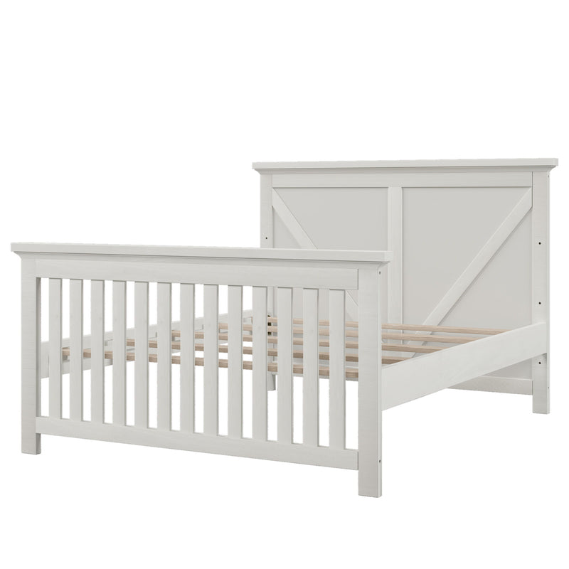 Rustic Farmhouse Style 4-In-1 Convertible Full Bed Rails, White