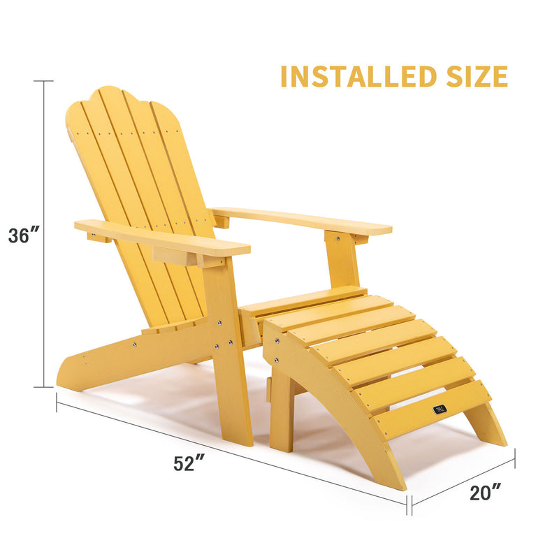 TALE Adirondack Ottoman Footstool All-Weather and Fade-Resistant Plastic Wood for Lawn Outdoor Patio Deck Garden Porch Lawn Furniture Yellow - Atlantic Fine Furniture Inc