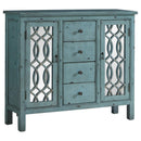 Rue - 4-Drawer Wood Trellis Accent Storage Cabinet - Blue - Atlantic Fine Furniture Inc