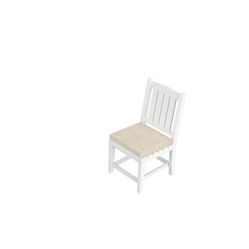 HDPE Dining Chair, White, With Cushion, No Armrest, Set of 2