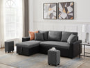 Artemax 92.5“Linen Reversible Sleeper Sectional Sofa with storage and 2 stools Steel Gray - Atlantic Fine Furniture Inc