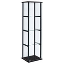 Cyclamen - 4-Shelf Clear Glass Curio Display Cabinet - Black - Atlantic Fine Furniture Inc