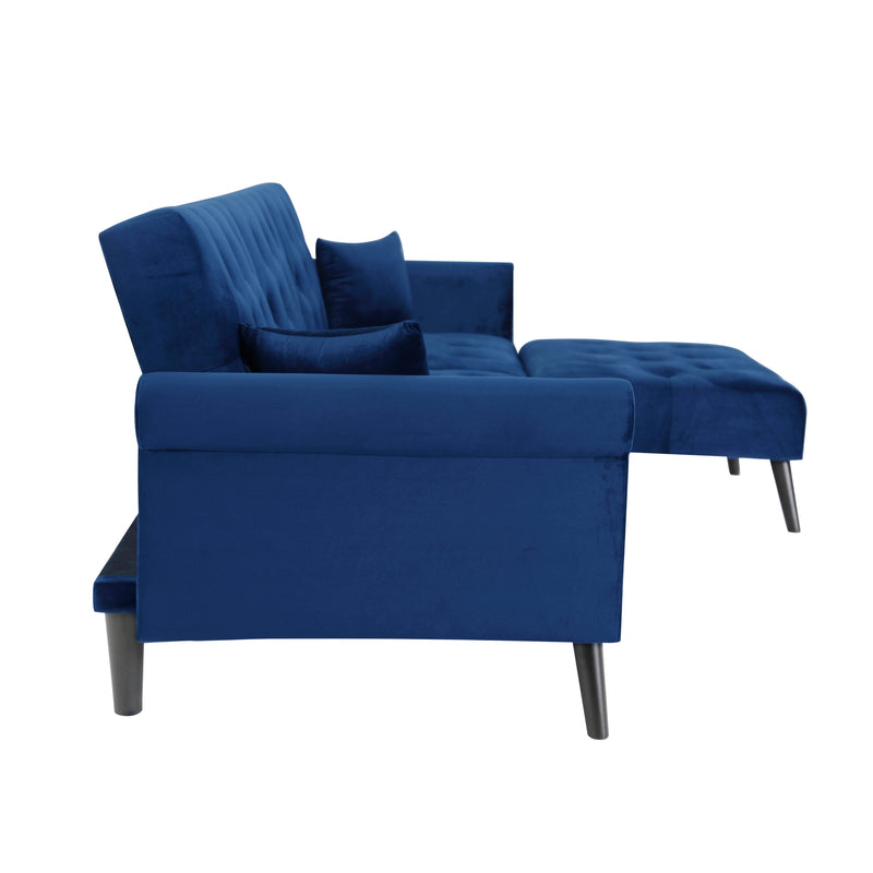 Convertible Sofa bed sleeper BLUE velvet (same as W223S00871、W223S01591。Size difference, See Details in page.) - Atlantic Fine Furniture Inc