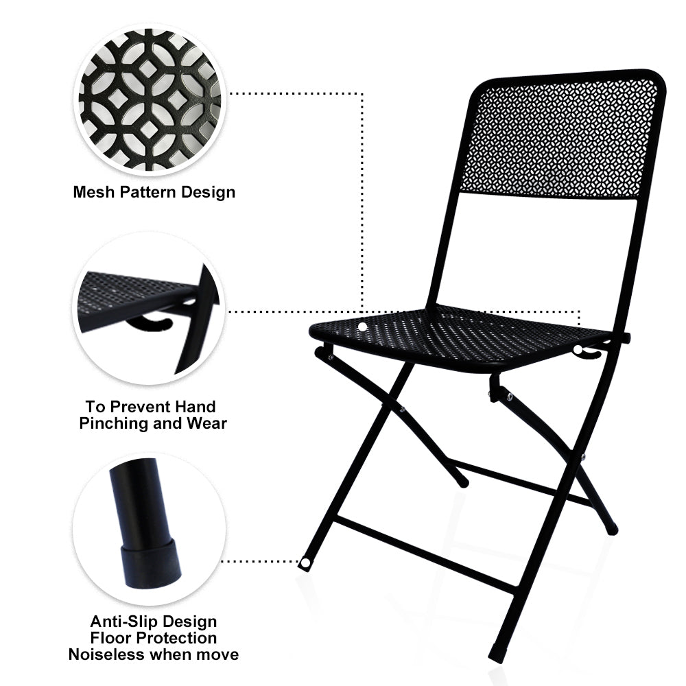 Premium Steel Patio Bistro Set, Folding Outdoor Patio Furniture Sets, 3 Piece Patio Set of Foldable Patio Table and Chairs - Atlantic Fine Furniture Inc