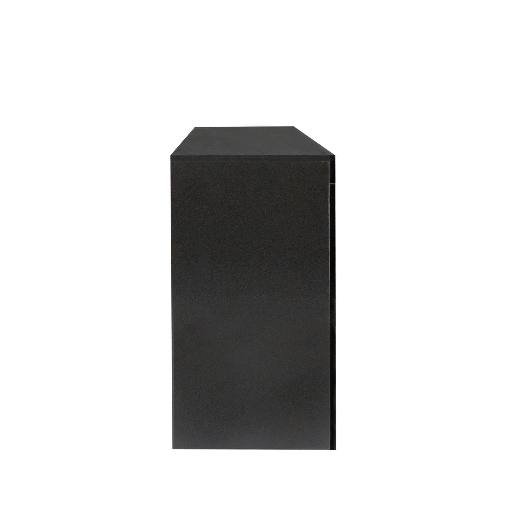 Black Modern contracted LED TV Cabinet with Storage Drawers，4 Storage Cabinet with Open Shelves for Living Room Bedroom - Atlantic Fine Furniture Inc