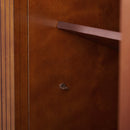 Modern Electric Fireplace TV Stand, Fit up to 55" Flat Screen TV with Two Tempered Glass Storage Cabinet and Adjustable Shelves Wood Veneer TV Console for Living Room, Cherry - Atlantic Fine Furniture Inc