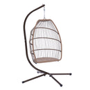 Outdoor Patio Wicker Folding Hanging Chair,Rattan Swing Hammock Egg Chair With Cushion And Pillow - Atlantic Fine Furniture Inc